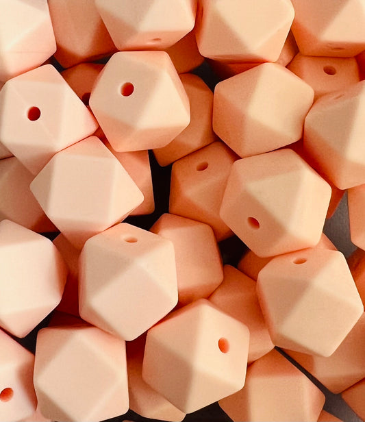 14mm Light Pink Hexagon Beads