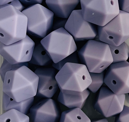 14mm Lilac Purple Hexagon Beads